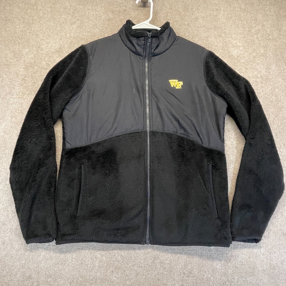 Wake Forest Deacons Mixed Fleece Jacket Women's Large Black Full Zip Champion